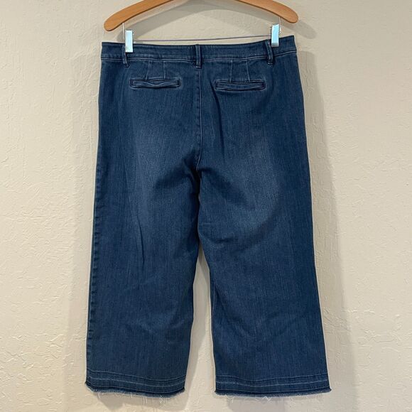 ~ J.Jill Jeans 14p Authentic Fit Full-Leg Crop Wide Medium Blue Stretch Capri - Picture 14 of 14